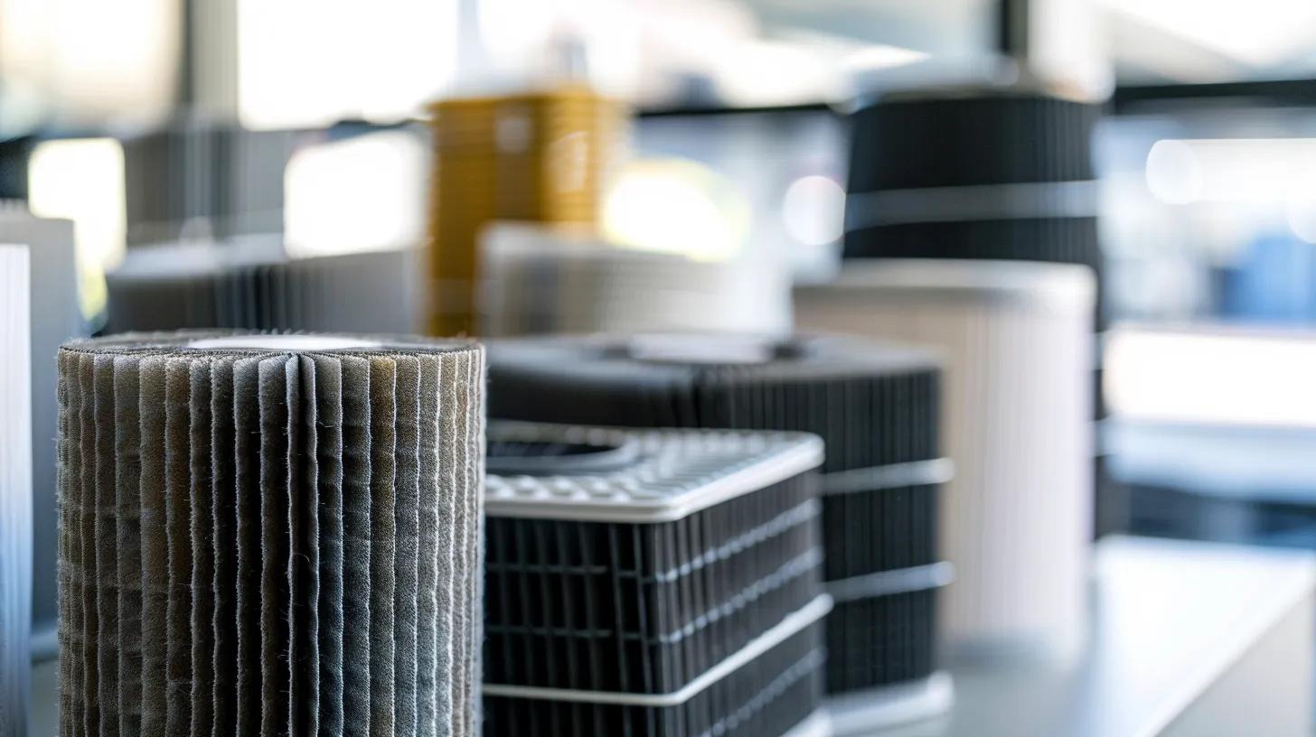 Different types of HVAC filters including HEPA and activated carbon, showcasing their importance for allergy relief