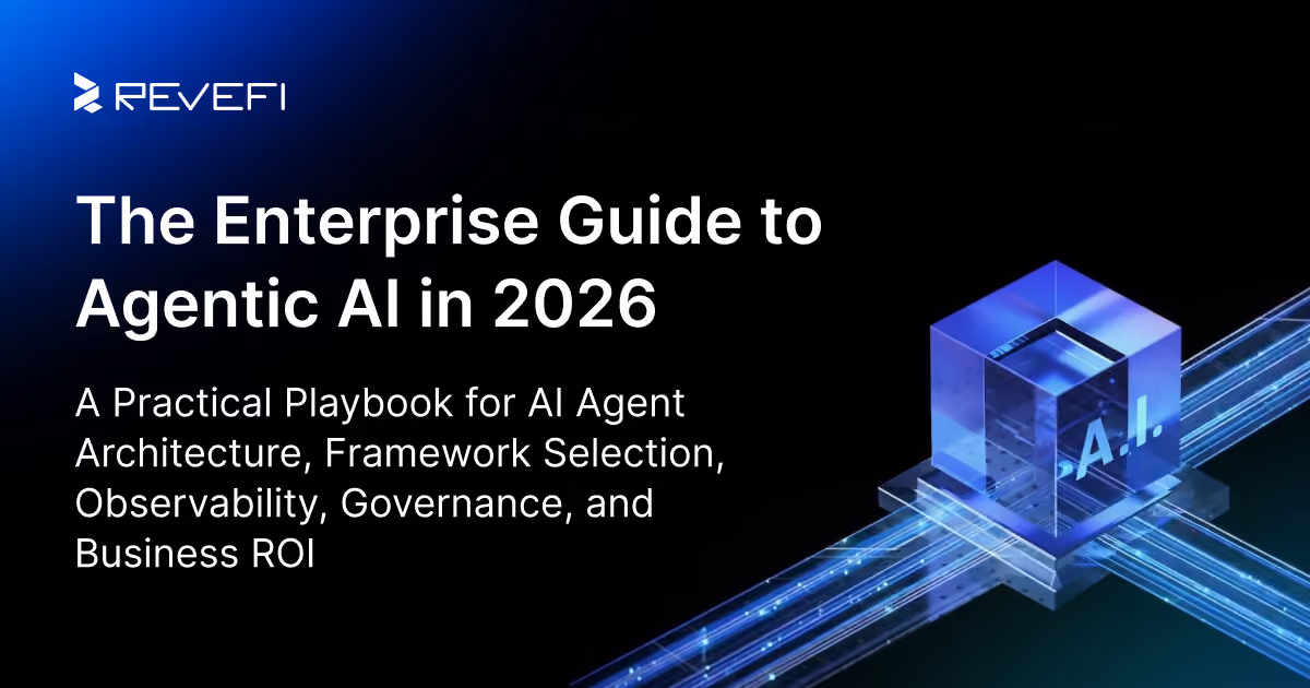 Cover image for 'The Enterprise Guide to Agentic AI in 2026' with a glowing blue AI cube on a futuristic circuit background.