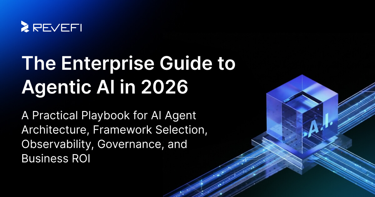 Cover image for 'The Enterprise Guide to Agentic AI in 2026' with a glowing blue AI cube on a futuristic circuit background.