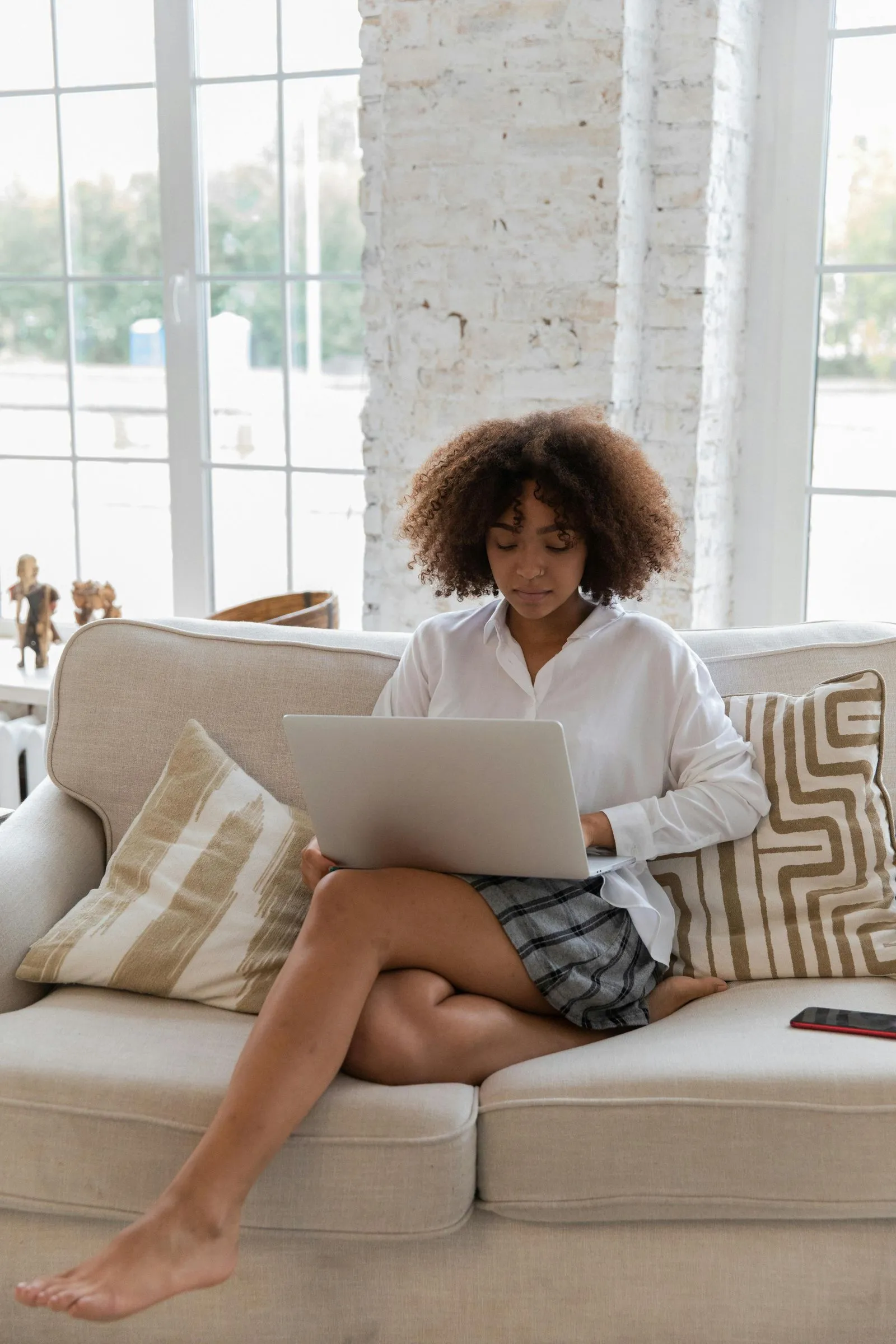 Woman working on a laptop
