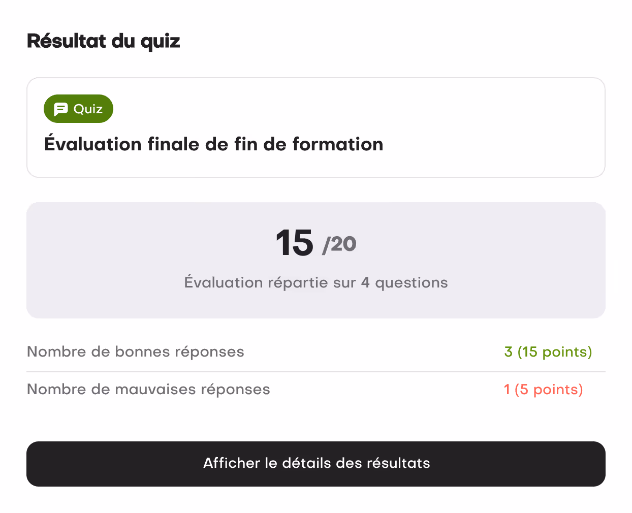 Interface de compilation de la note et correction automatique