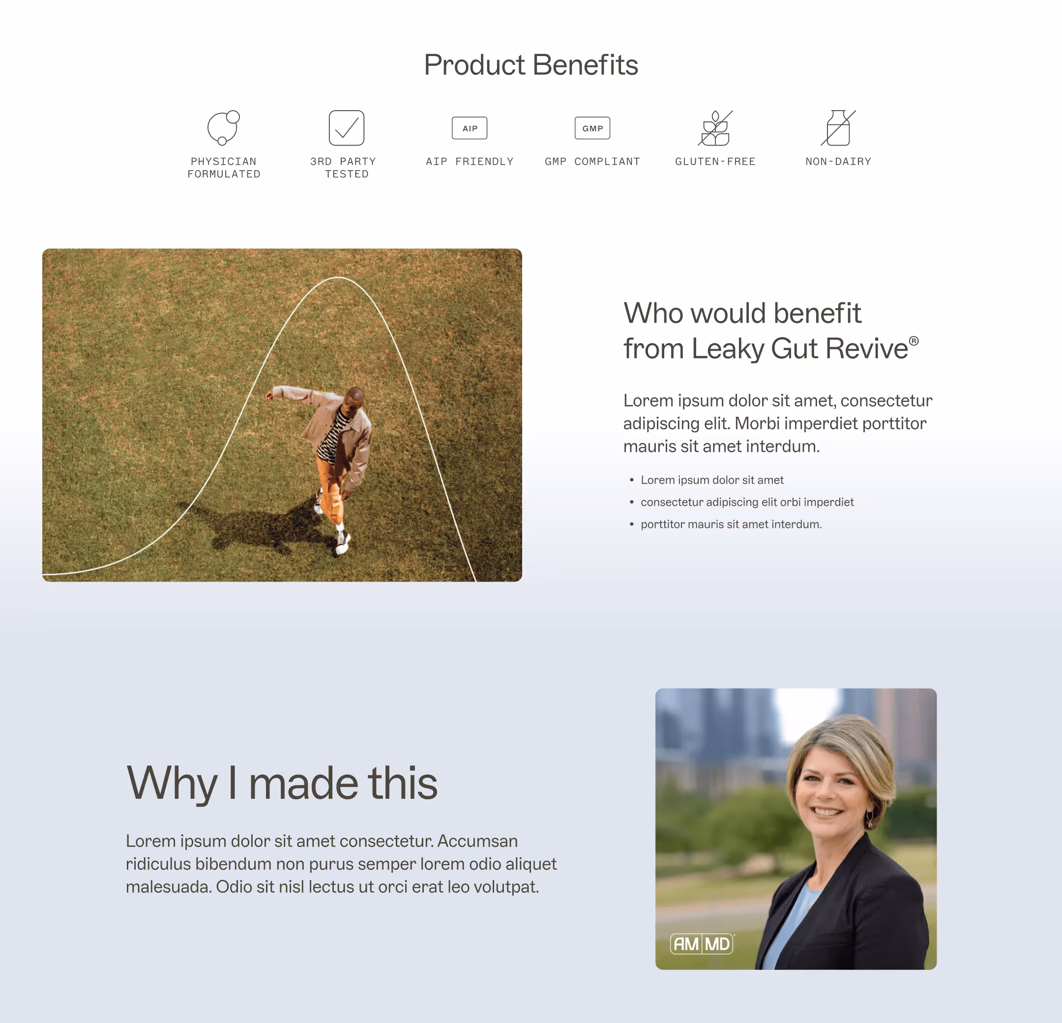 Product benefits on the product detail page.