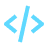 Blue code bracket symbols representing programming or coding.