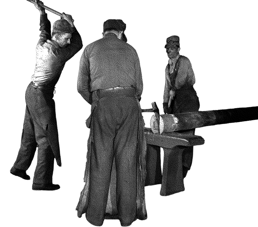 A group of blacksmiths working in a capsule