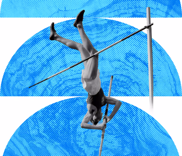 Athlete pole vaulting over a bar