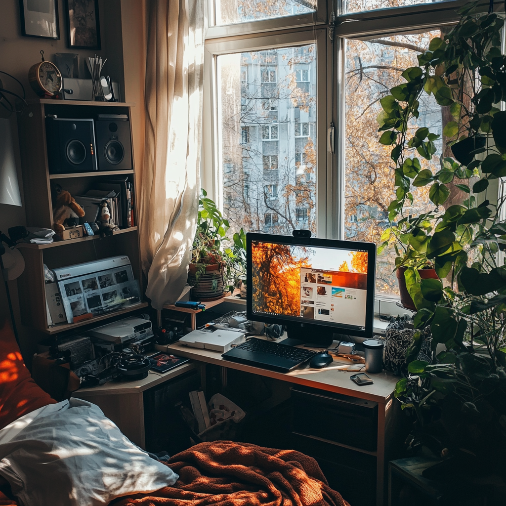 Image d'une chambre avec trop d'électronique dedans
