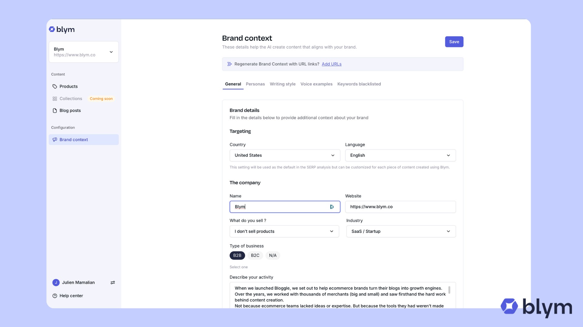 Blym helps you to create AI optimized branded content