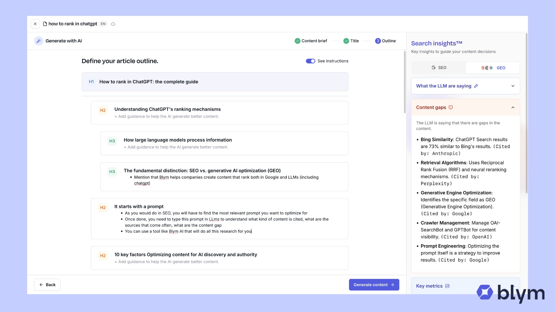 Rank #1 in chatgpt with Blym AI