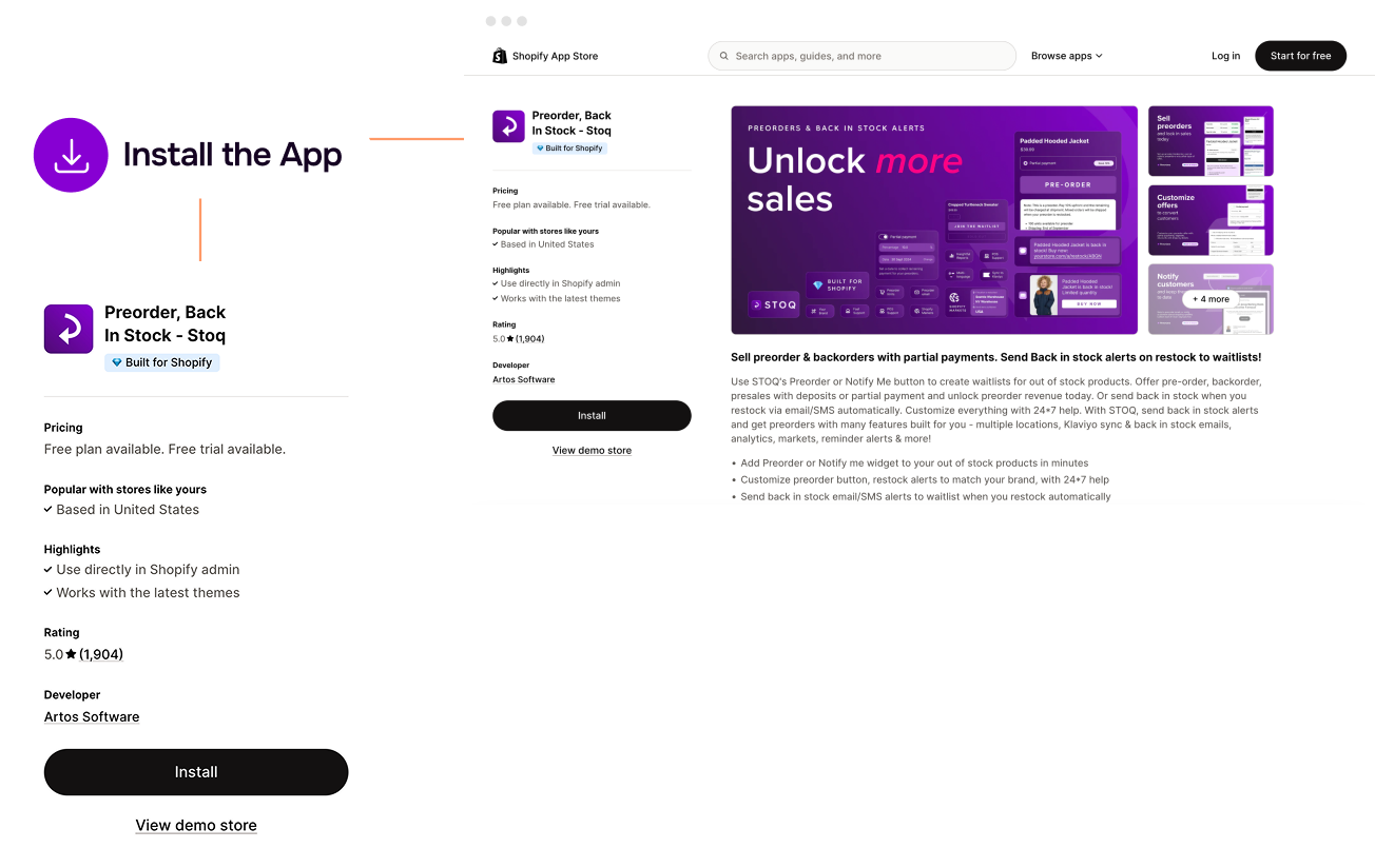 image showing stoq app feature like automation, workflow, branding analytics