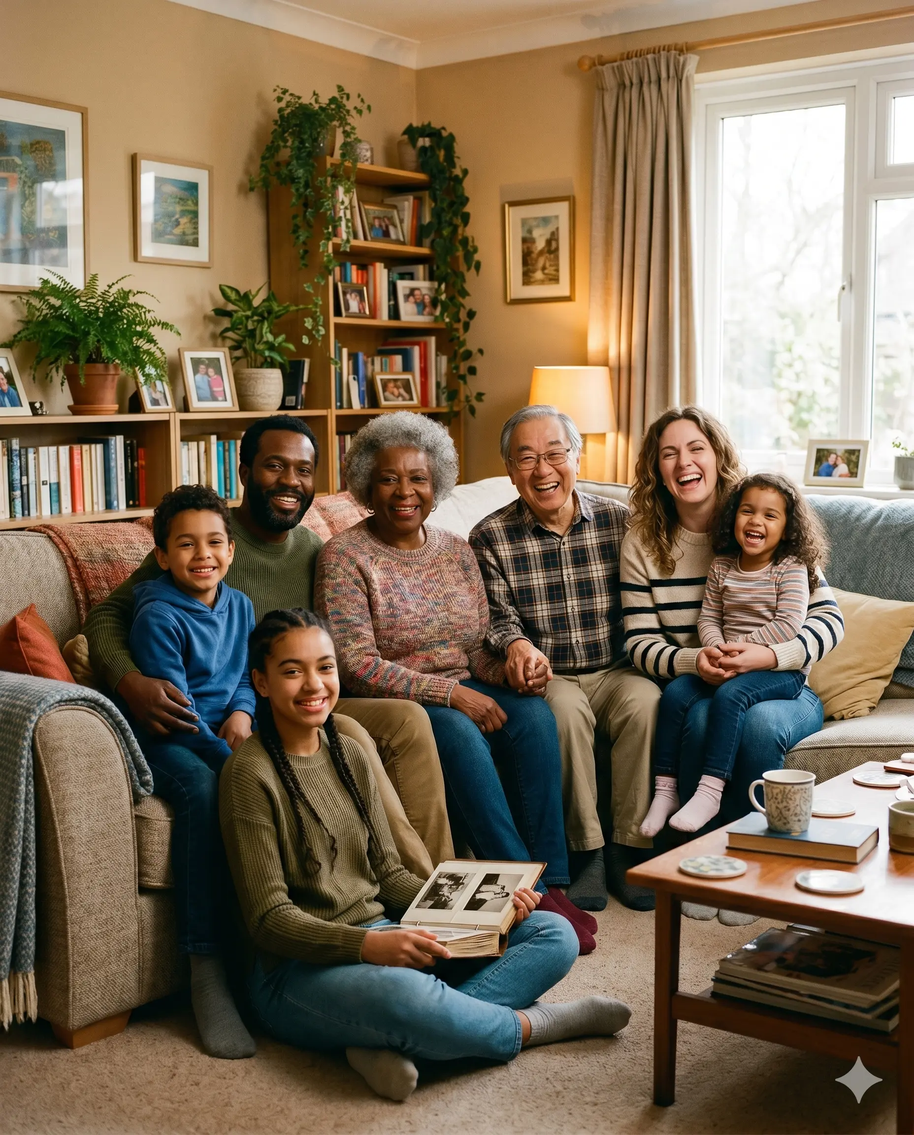 Happy family at home after using Sell2Rent sale-leaseback for debt relief — staying in the home they love
