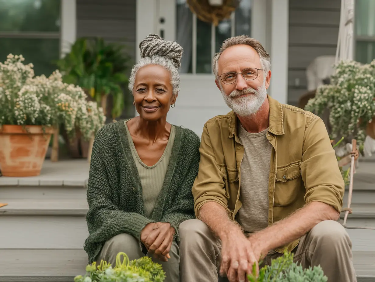 Gen X couple at home weighing debt relief options — consolidation loan, HELOC, or sale-leaseback