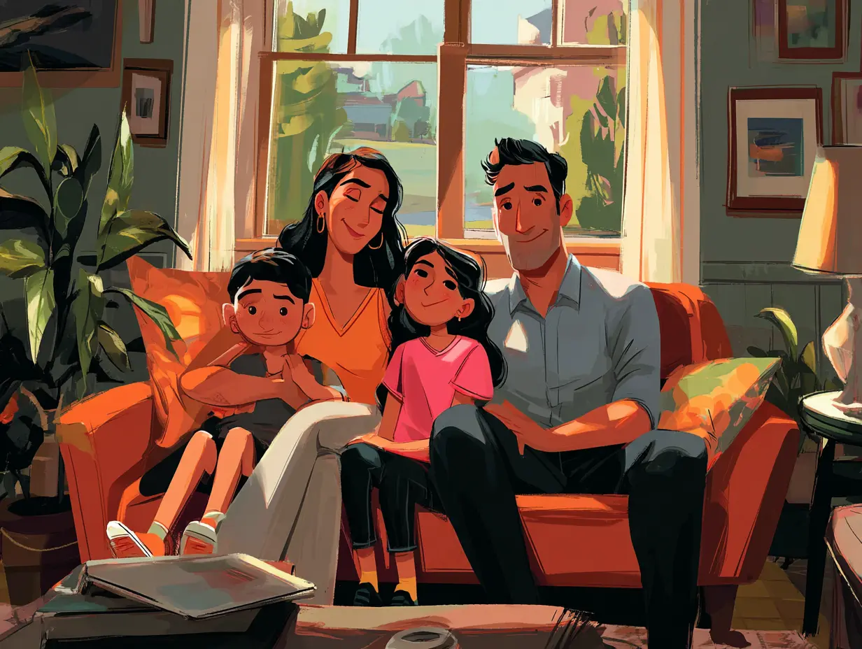 Family at home after completing a Sell2Rent sale-leaseback transaction