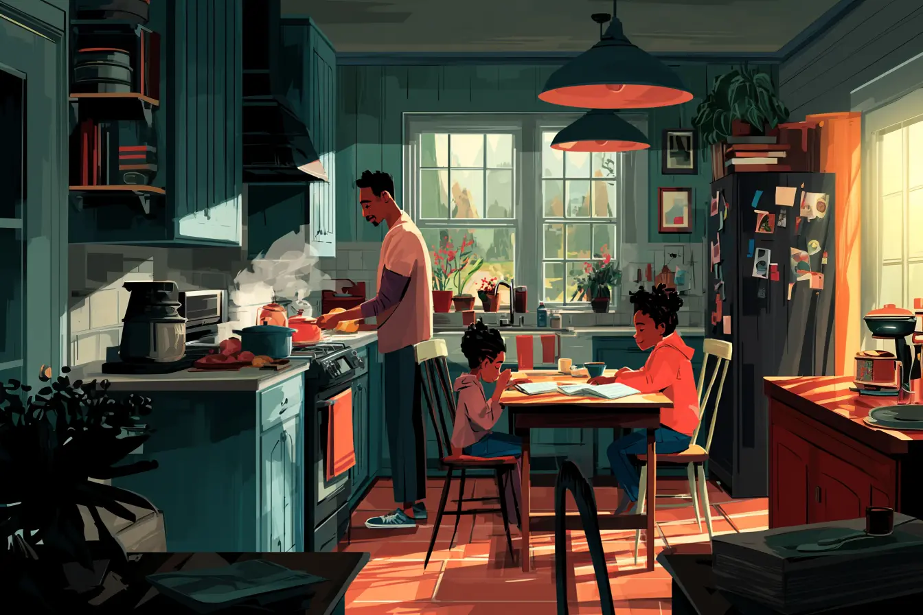 Family together in their living room after a Sell2Rent sale-leaseback