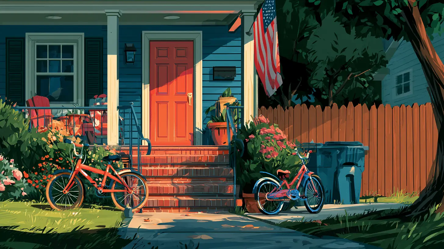 Family home with bikes on the front porch