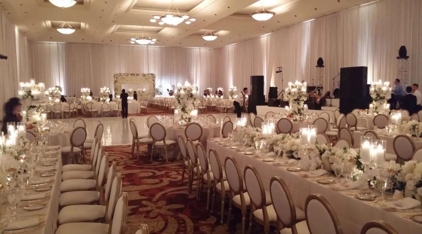 Elegant wedding ceremony with professional lighting design