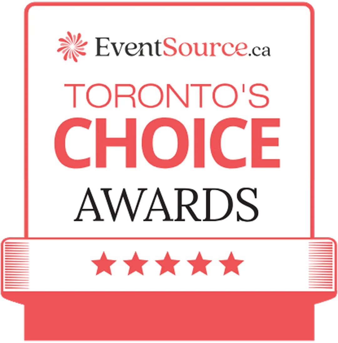 Logo for EventSource.ca Toronto's Choice Awards with five red stars underneath.