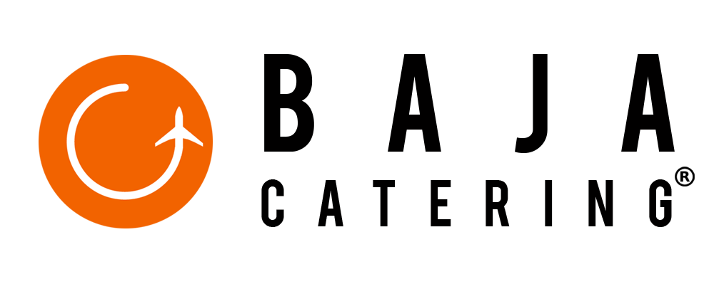 Baja C logo with an orange square containing a white circular arrow with an airplane at the tip, next to black text reading 'Baja C'.