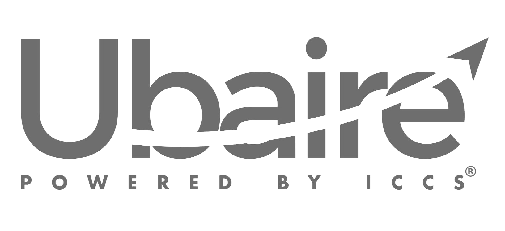 Ubaire logo with an arrow cutting through the letters and the text Powered by ICCS below.