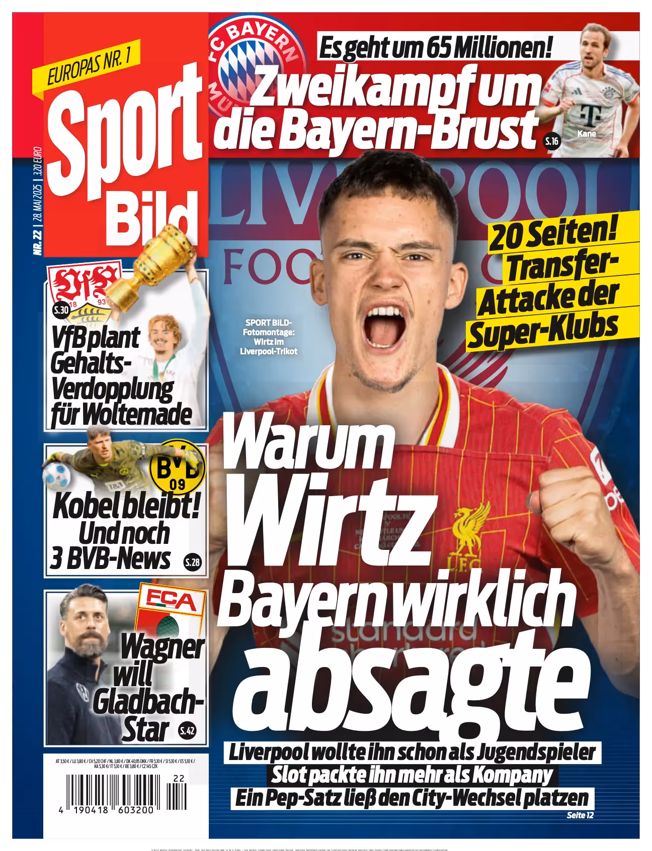 Das Cover des Sport Bild-Magazins mit dem Titel: Warum Wirtz Bayern wirklich absagte.