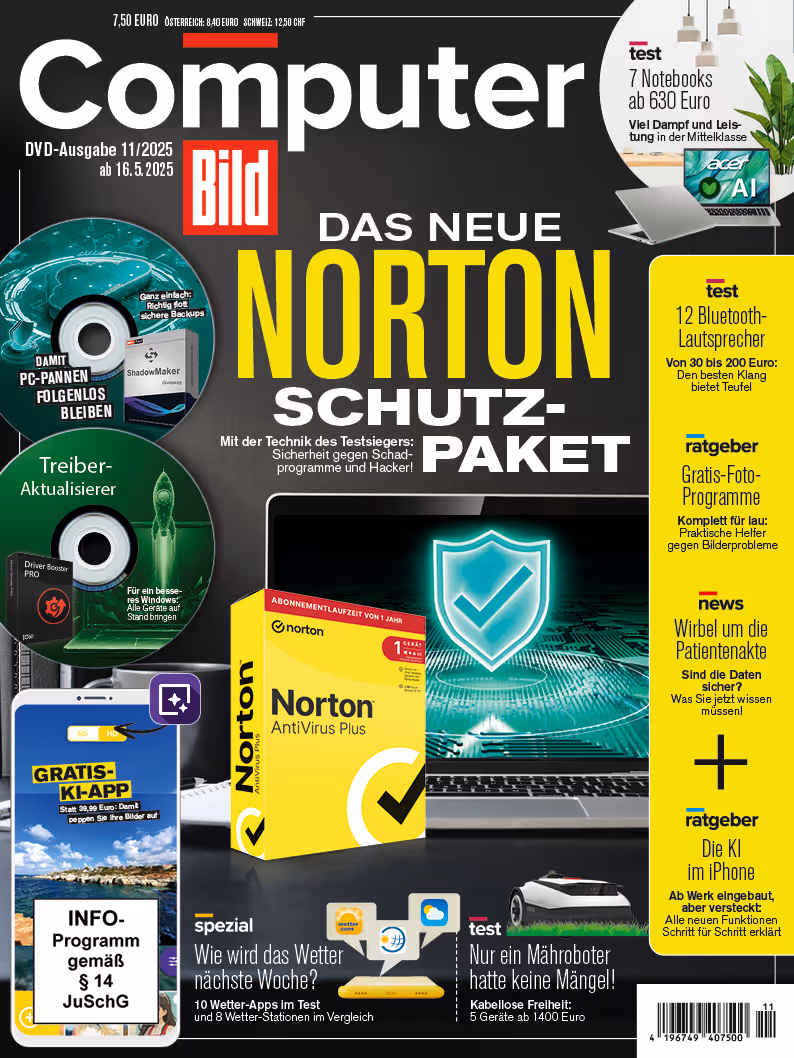 Das Cover des Computer Bild-Magazins mit dem Titel: Das neue Norton Schutz-Paket.