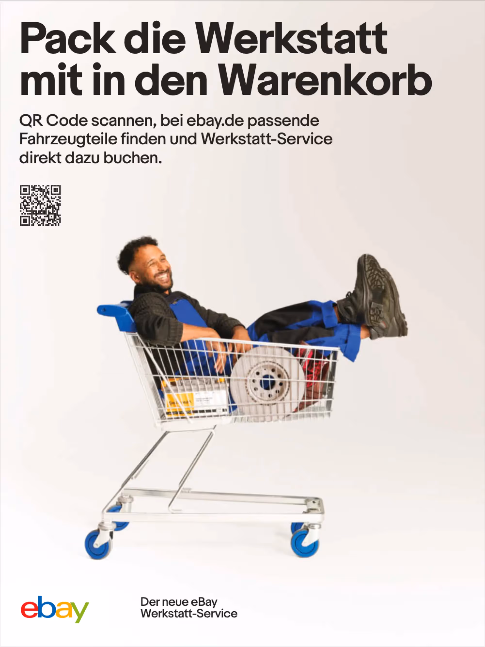 Ein ebay-Plakat mit dem Titel: Pack die Werkstatt mit ein den Warenkorb.