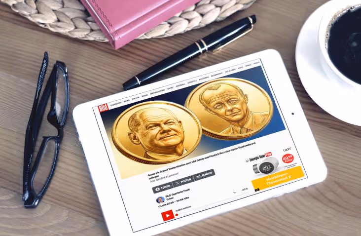 Ein IPad mit geöffneter Bild-Website auf der rechts unten eine tado-Anzeige zu sehen ist.