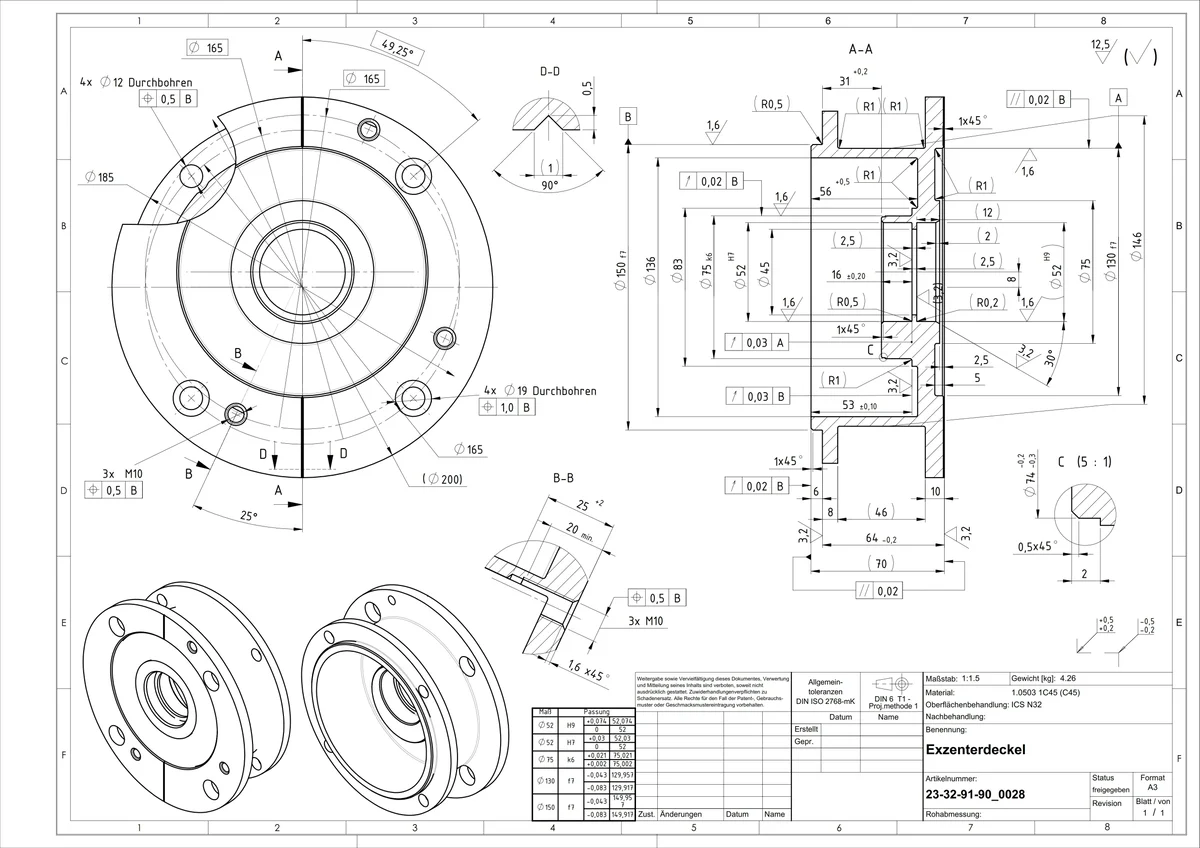 Black & white rendering of a blueprint