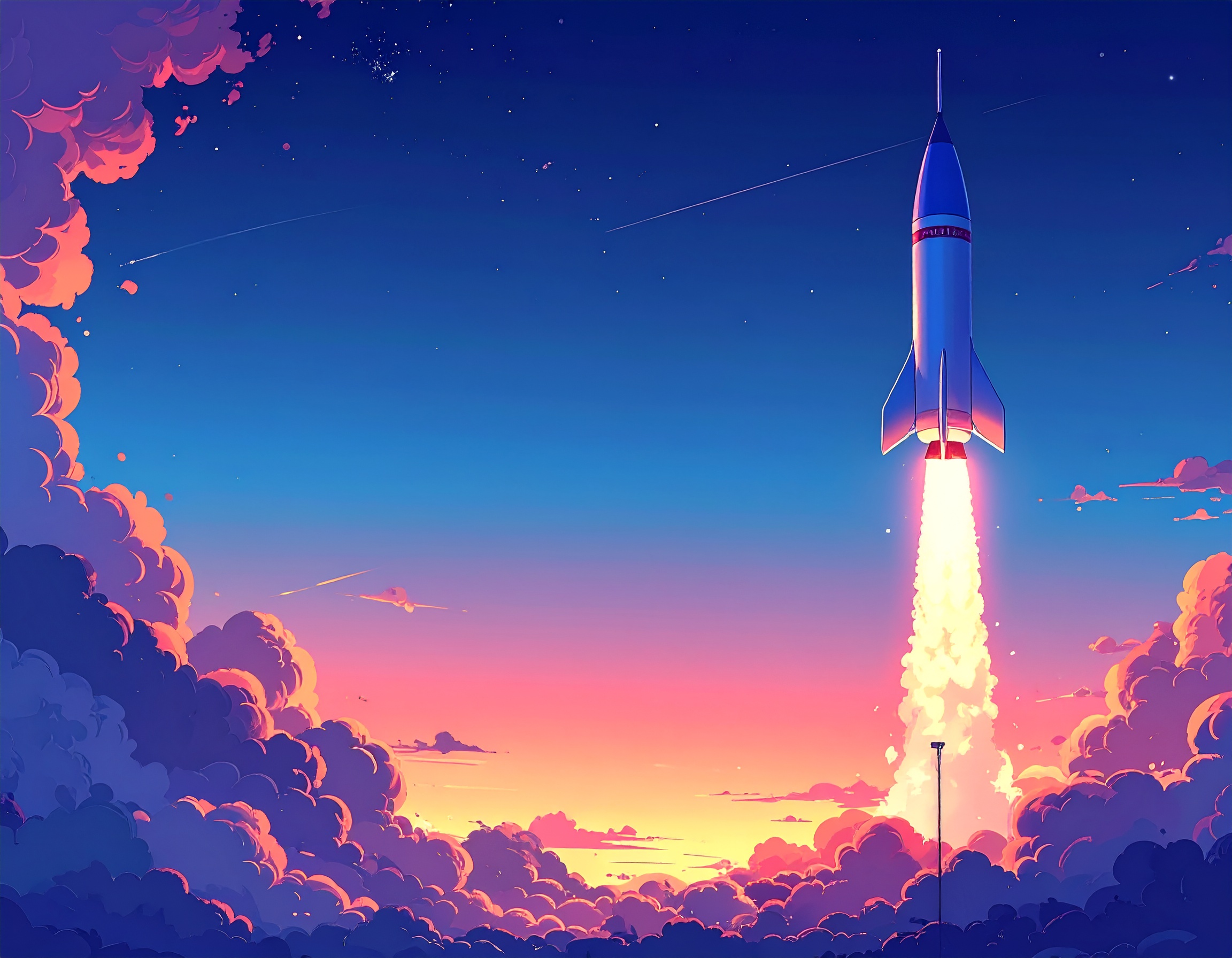 Illustration of a rocket launching