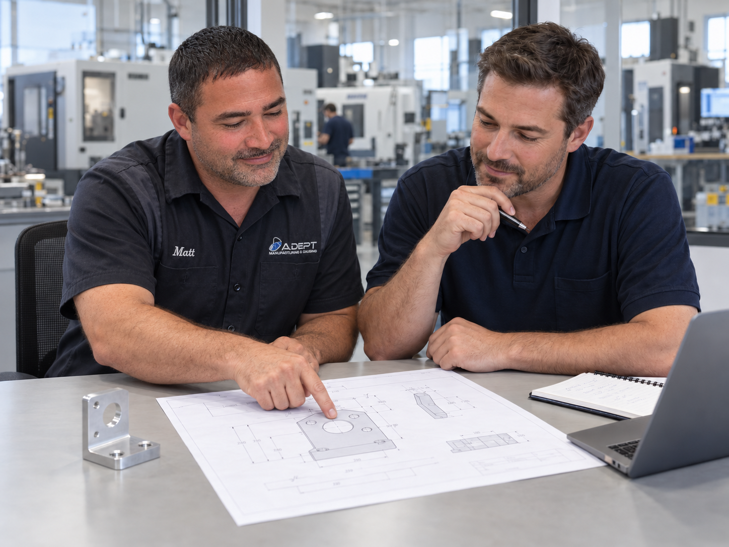 Shop owner Matt Shea reviews a plan with a customer