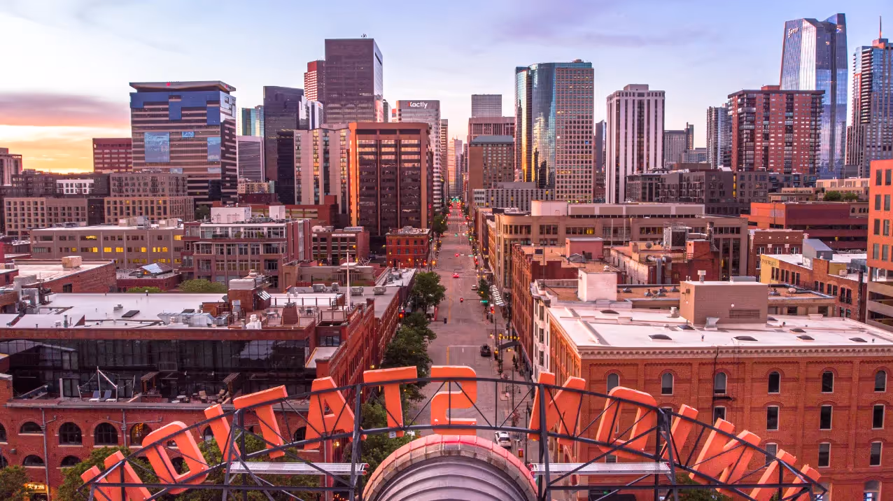 aerial view of denver, colorado stock image