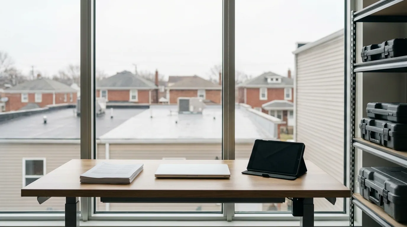 Professional HVAC service technician working on a residential condenser unit in Columbus, OH — MB Adv Agency