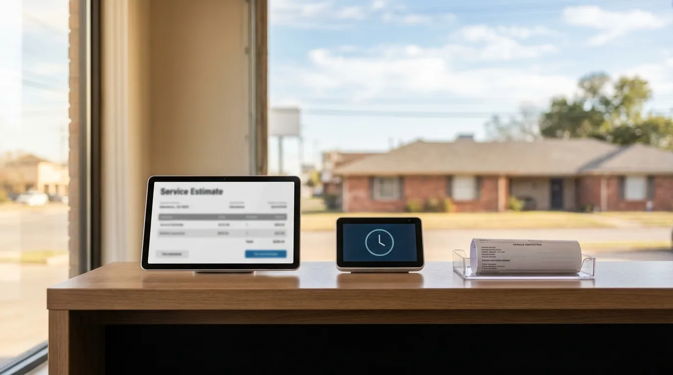 Professional auto repair shop reception desk in Fort Worth, TX