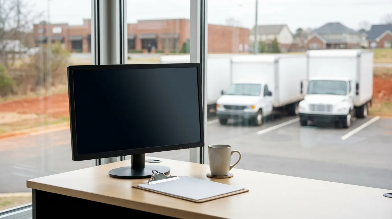 Professional moving company dispatch office with fleet tracking for moving services in Charlotte, NC