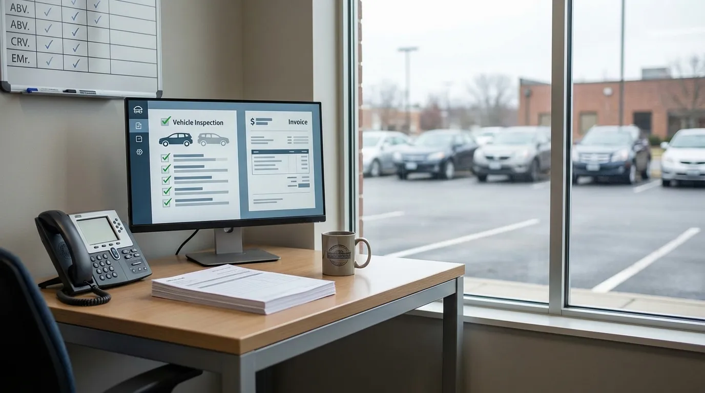 Professional auto repair service bay and service desk workspace for automotive shops in Indianapolis, IN