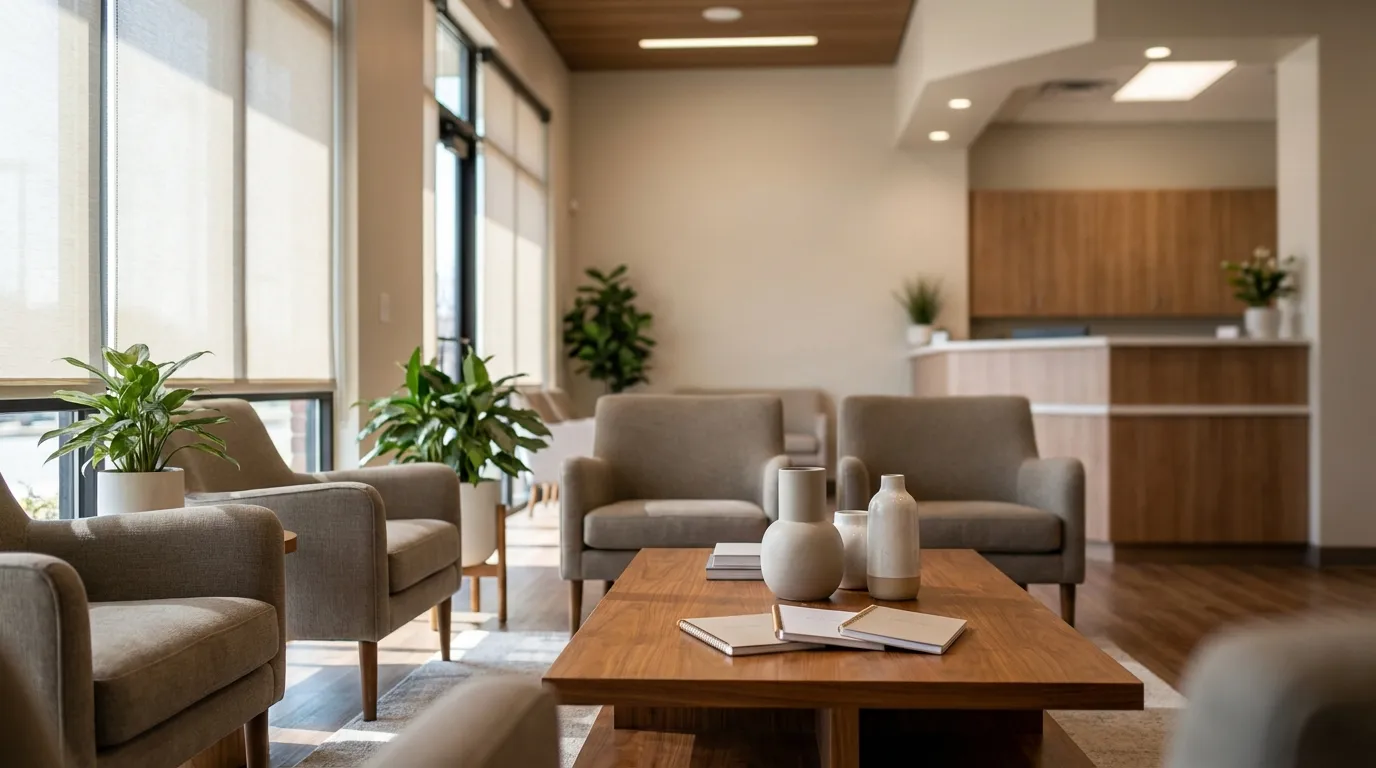 Dentist and patient consultation at a modern dental practice in an Oklahoma City suburban neighborhood