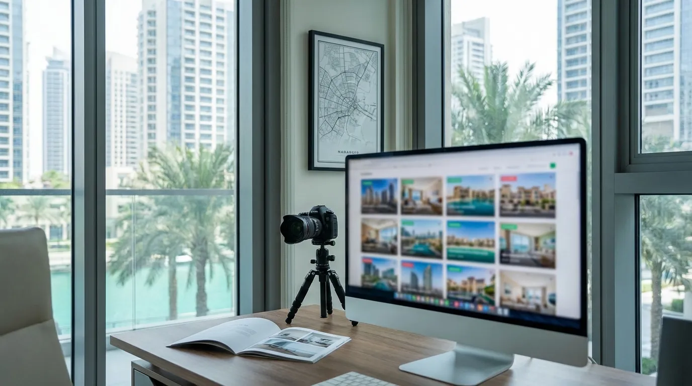 Professional real estate agent workspace for international buyer and condo specialist services in Miami, FL