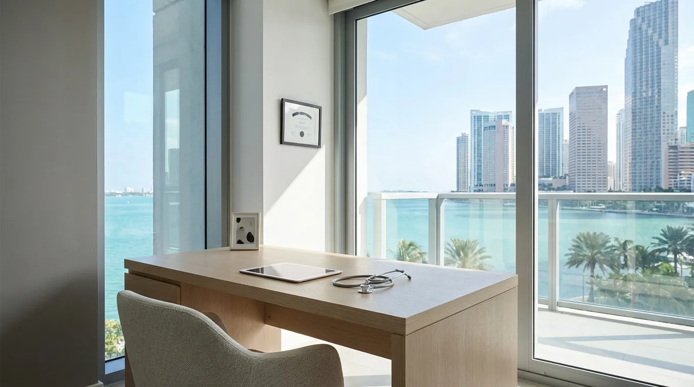 Professional medical consultation workspace for concierge and primary care practice in Miami, FL