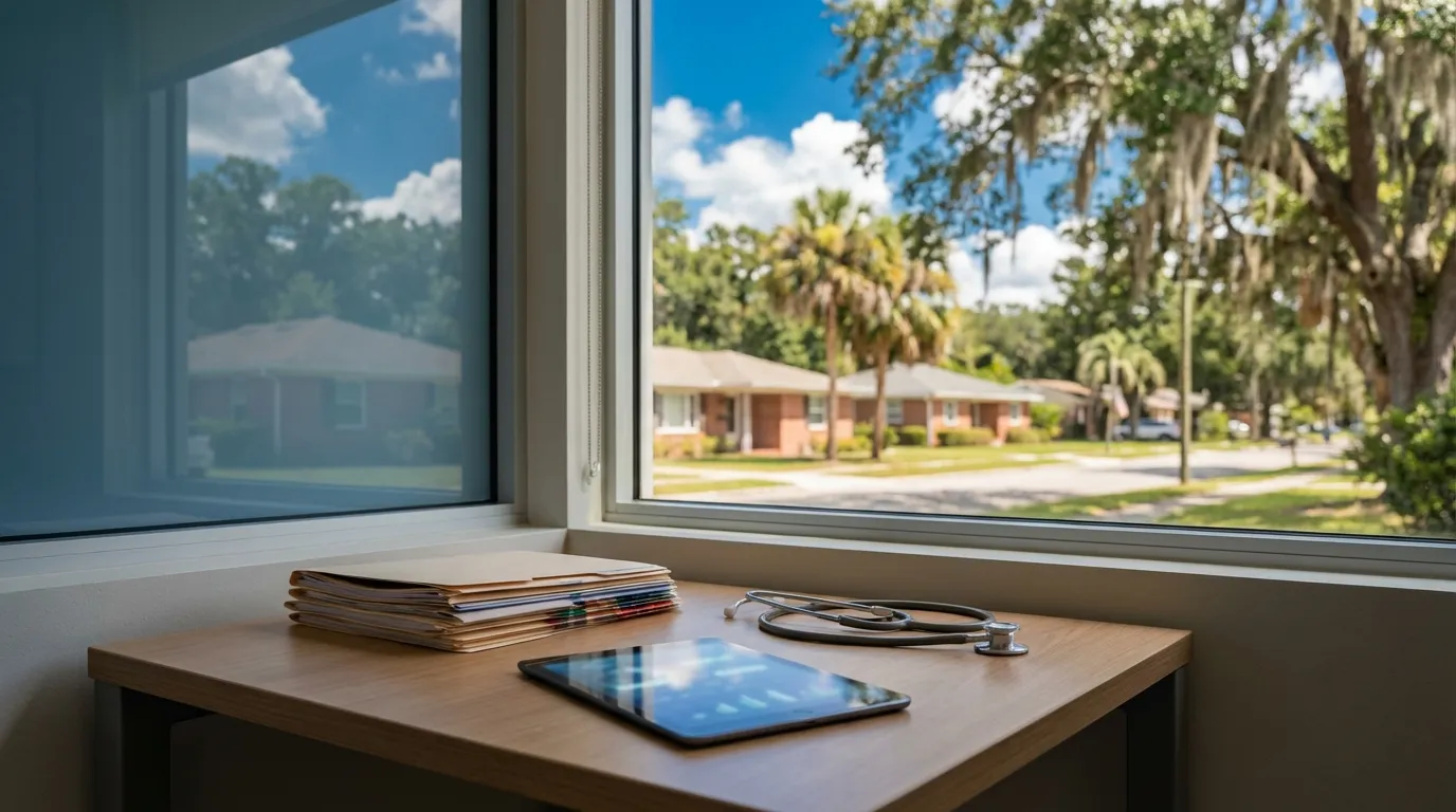 Friendly physician greeting a new patient at a modern medical clinic in Tampa