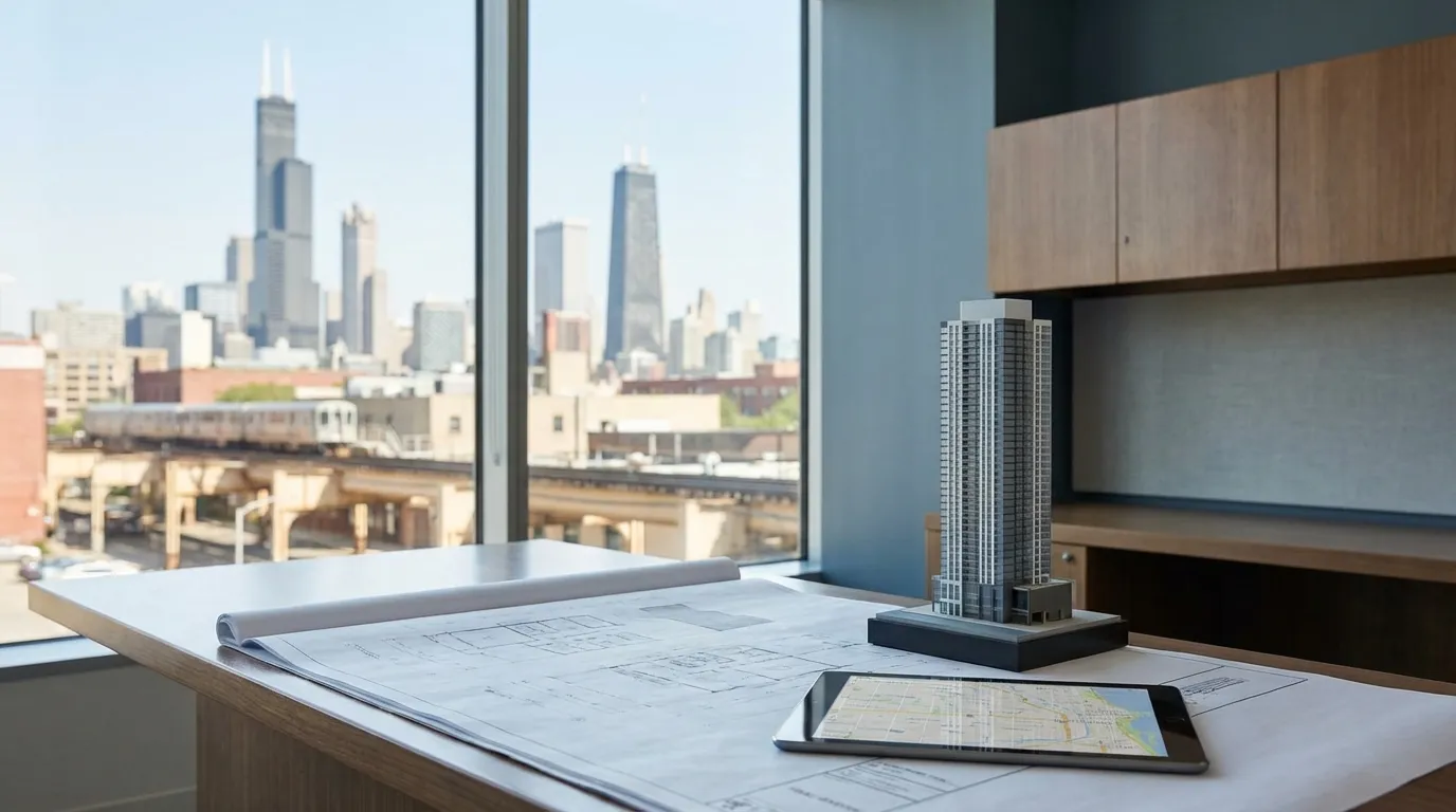 For-sale sign in front of a home in a Chicago neighborhood