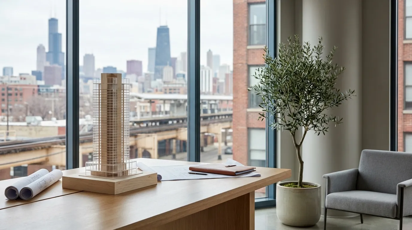 Freshly renovated Chicago two-flat kitchen with exposed brick wall and modern finishes in Logan Square, Chicago, IL