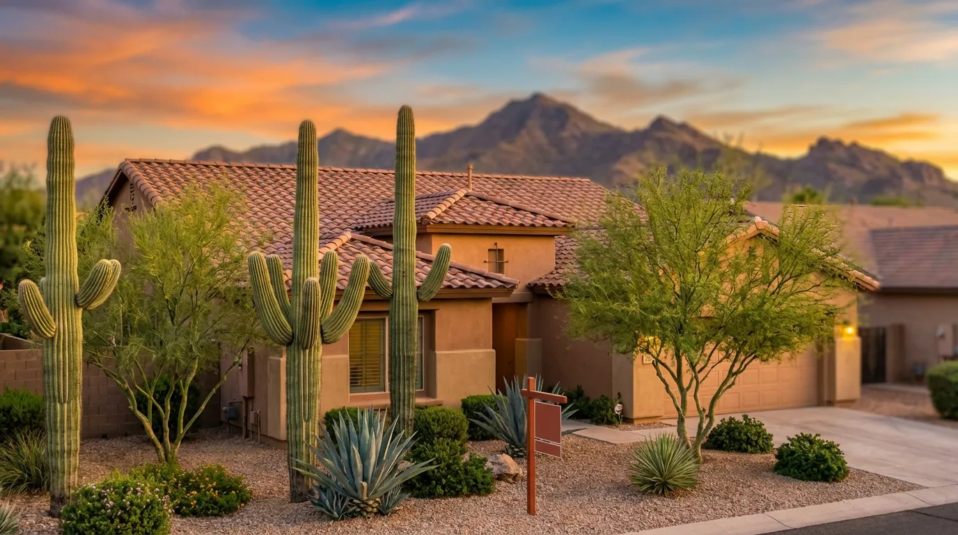 For-sale sign in front of a home in a Phoenix neighborhood