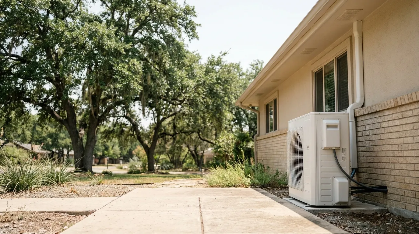 Professional HVAC technician servicing a unit at a Houston home