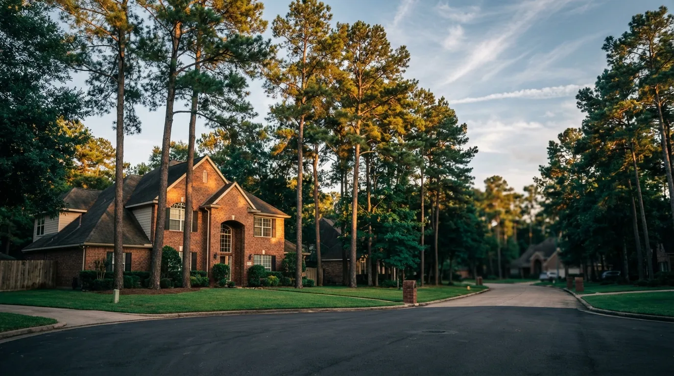 For-sale sign in front of a home in a Houston neighborhood