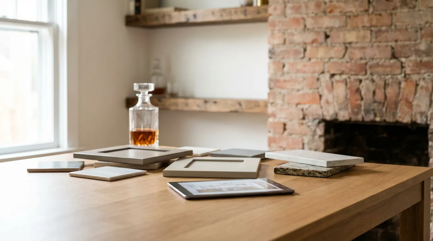 Kitchen renovation in a Louisville Highlands craftsman bungalow with original hardwood floors and new white shaker cabinetry