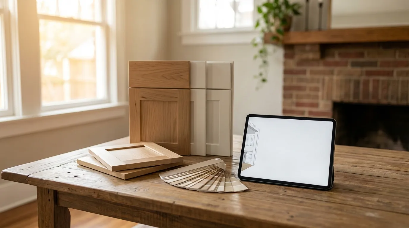Memphis Midtown craftsman bungalow kitchen renovation with original hardwood floors and warm Southern afternoon light