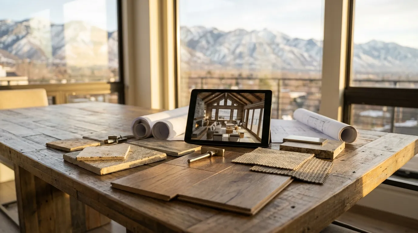 Salt Lake City Avenues craftsman bungalow kitchen renovation with brilliant Utah light and snow-capped Wasatch Mountains dramatically visible through tall windows