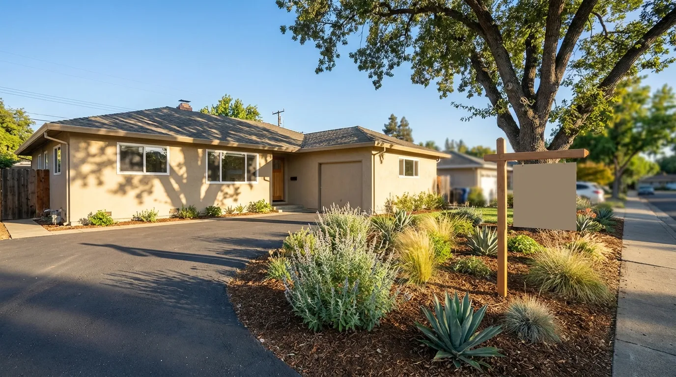 Real estate agent reviewing listing agreement with couple at kitchen table in Sacramento home