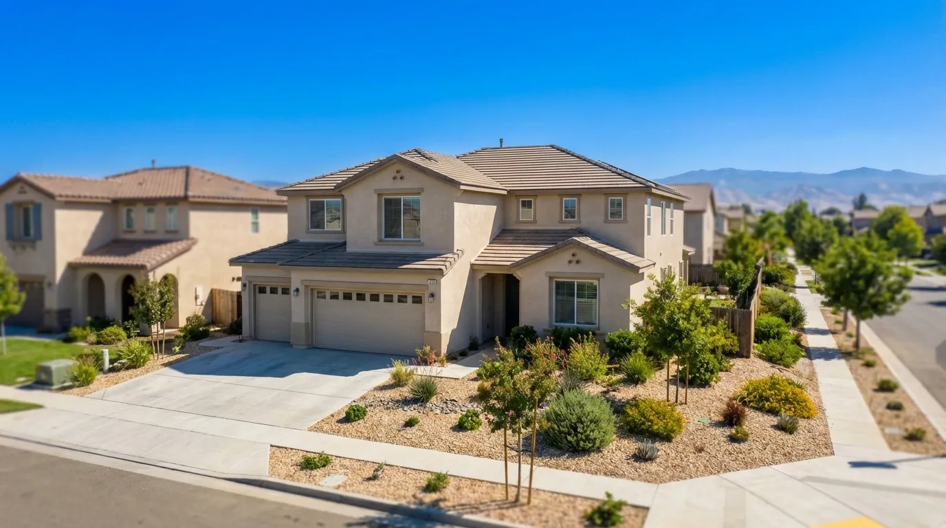 Professional real estate agent reviewing Clovis CA property listings with buyers in a Fresno, CA office