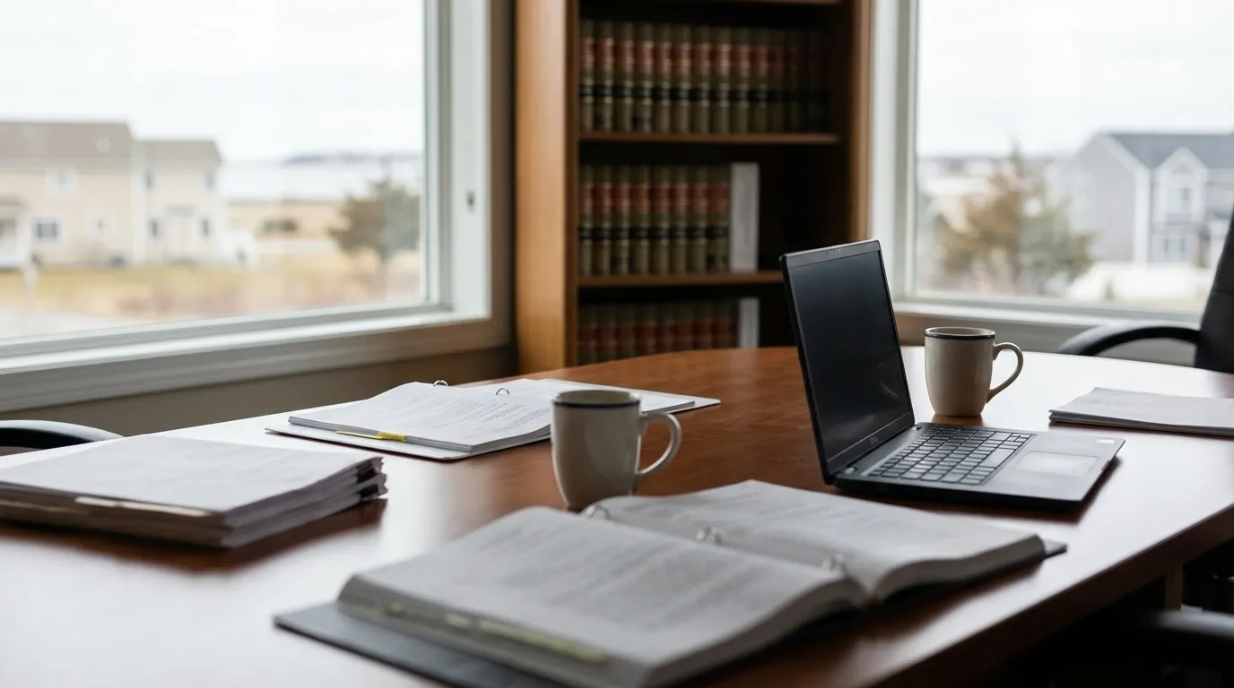 Professional attorney meeting with a military family at a law office in Virginia Beach, VA, reviewing legal documents