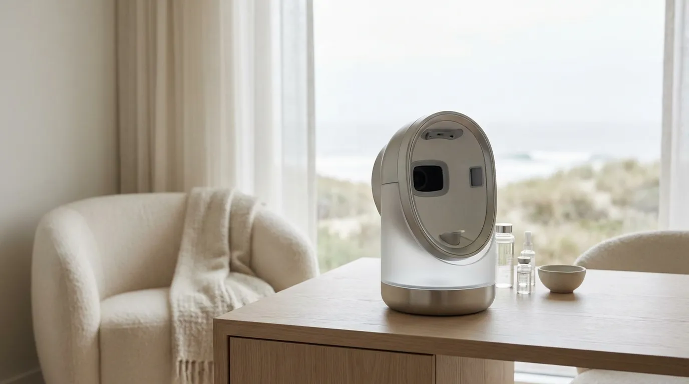 Modern medspa treatment room in a Virginia Beach, VA coastal-chic aesthetic studio with soft natural lighting